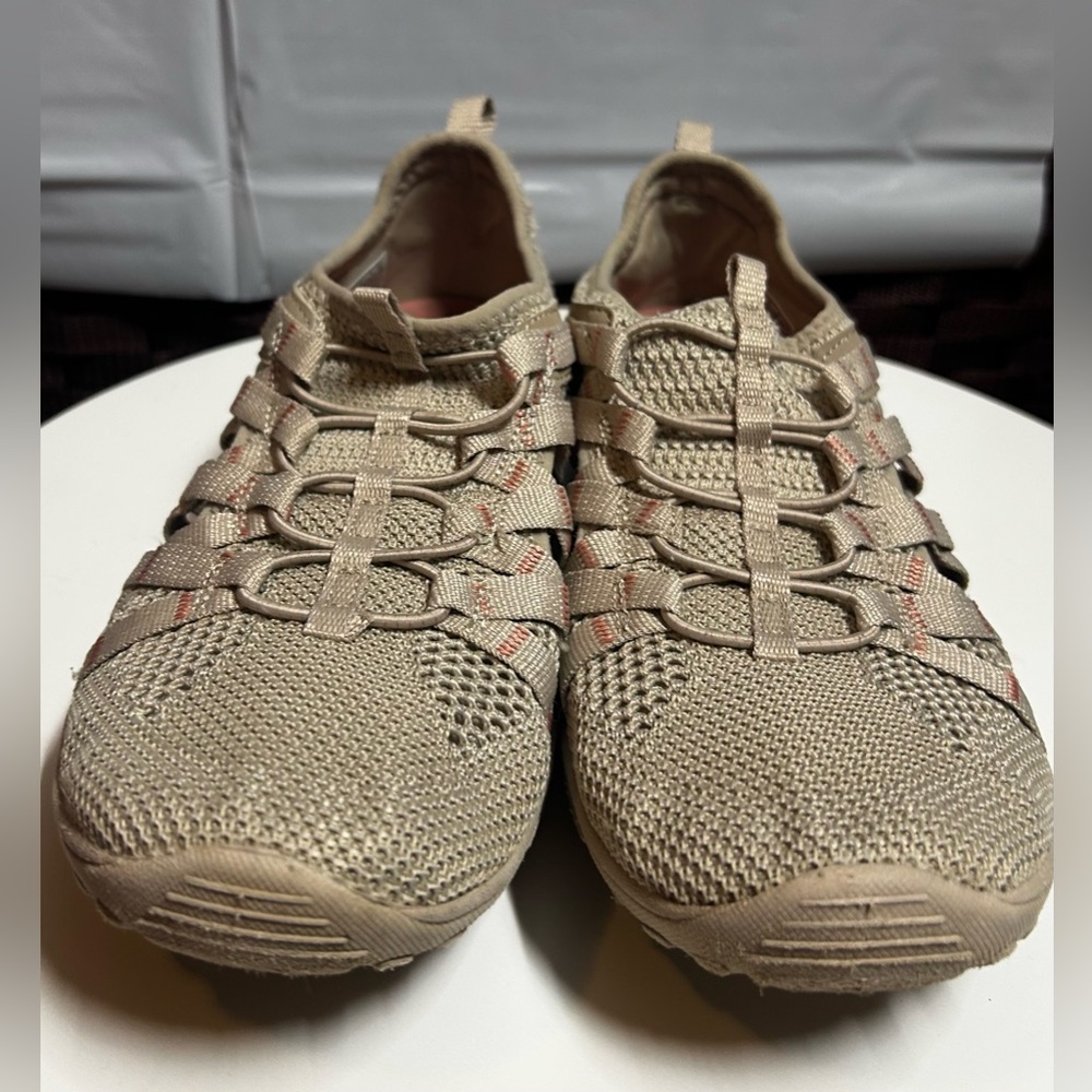 Skechers Tan Mesh Slip-On Sneakers
